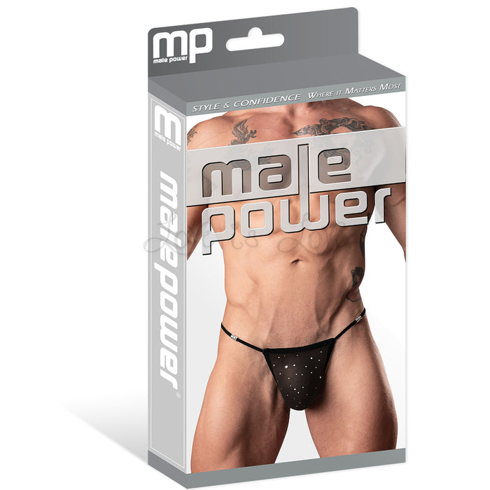 Male Power Show Stopper Posing Strap Silver Mesh Dot O/S
