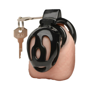Master Series Hard Stop Double Ring Chastity Cage Black For Him - Chastity Devices Buy Sex Toys in Singapore LoveisLove U4Ria