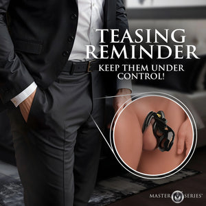 Master Series Hard Stop Double Ring Chastity Cage Black For Him - Chastity Devices Buy Sex Toys in Singapore LoveisLove U4Ria