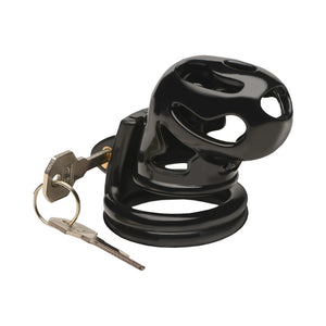 Master Series Hard Stop Double Ring Chastity Cage Black For Him - Chastity Devices Buy Sex Toys in Singapore LoveisLove U4Ria