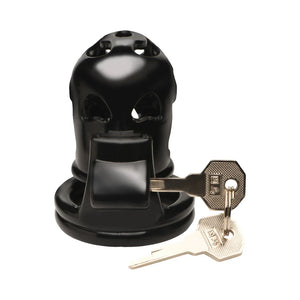 Master Series Hard Stop Double Ring Chastity Cage Black For Him - Chastity Devices Buy Sex Toys in Singapore LoveisLove U4Ria