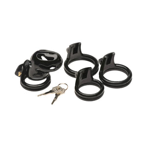 Master Series Hard Stop Double Ring Chastity Cage Black For Him - Chastity Devices Buy Sex Toys in Singapore LoveisLove U4Ria