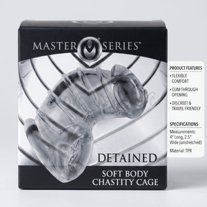 Master Series Detained Soft Body Chastity Cage Clear with Dual Chambers. Buy Metal Detector Safe TPR Cock Cages in Singapore LoveisLove U4Ria Online Shop - Discreet Shipping