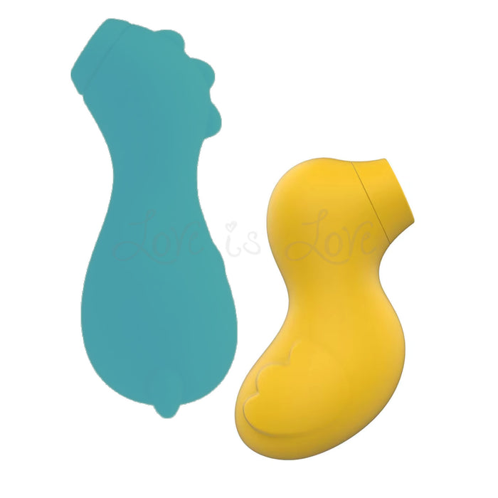 Mini Animal Shape Clitoral Suction Vibrator Yellow Duck or Blue Dino