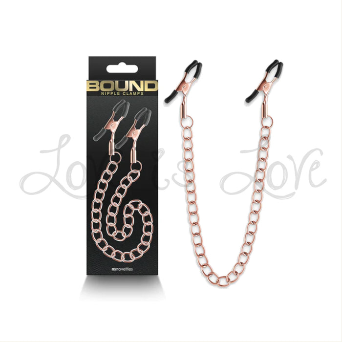 NS Novelties Bound Nipple Clamps DC2 Rose Gold