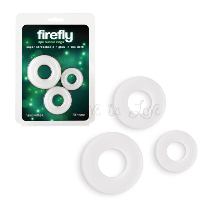 NS Novelties Firefly Bubble Rings Glow-in-the-Dark Silicone Cock Ring