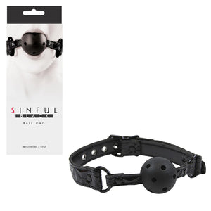 NS Novelties Sinful Vinyl Ball Gag Breathable Pink or Black