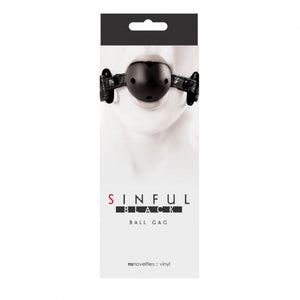 NS Novelties Sinful Vinyl Ball Gag Breathable Pink or Black