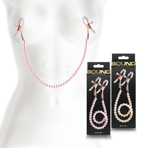 NS Novelties Bound Adjustable Nipple Clamps DC1 With Beaded Chain Rose Gold or Pink Nipple Toys - Nipple Clamps Buy Sex Toys in Singapore LoveisLove U4Ria