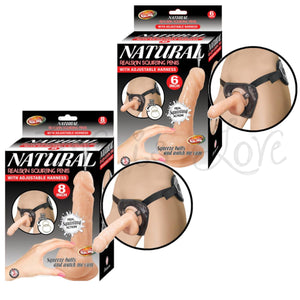 Nasstoys Realskin Squirting Penis with Adjustable Harness 8 Inch or 6 Inch