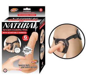 Nasstoys Realskin Squirting Penis with Adjustable Harness 8 Inch or 6 Inch