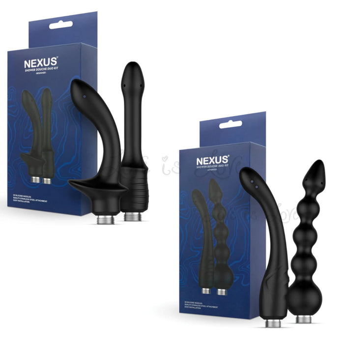 Nexus Shower Douche Flexible Two Silicone Nozzles Duo Kit  Beginner or Advanced
