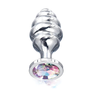 Nixie Honey Dipper Ribbed Metal Jeweled Butt Plug Small or Medium