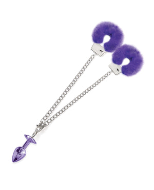 Nixie Metal Butt Plug With Inlaid Jewel & Fur Cuff Set Purple Buy in Singapore LoveisLove U4Ria 