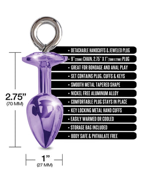 Nixie Metal Butt Plug With Inlaid Jewel & Fur Cuff Set Purple Buy in Singapore LoveisLove U4Ria 