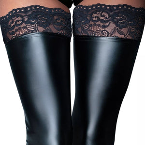 Noir Handmade Wetlook Stockings With Lace Buy in Singapore LoveisLove U4Ria 