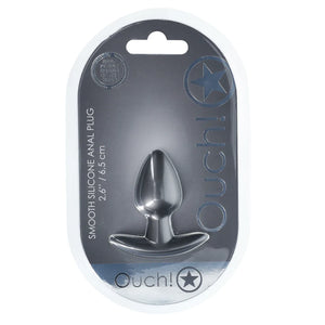 Shots Ouch! Smooth Silicone Anal Plug Gunmetal Small or Medium or Large wee