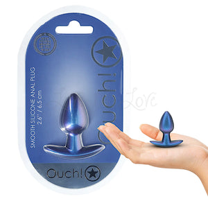 Shots Ouch! Smooth Silicone Anal Plug Small Metallic Blue Anal - Anal Probes & Tools Buy Sex Toys in Singapore LoveisLove U4Ria