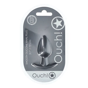 Shots Ouch! Smooth Silicone Anal Plug Gunmetal Small or Medium or Large wee