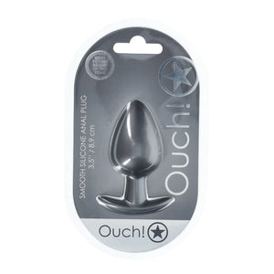 Shots Ouch! Smooth Silicone Anal Plug Gunmetal Small or Medium or Large wee