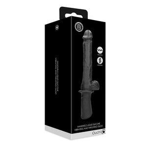 Shots Ouch! Hand Held Liquid Silicone Vibrating and Thrusting Sex Machine Black Vibrators - Realistic Vibrators  Buy Sex Toys in Singapore LoveisLove U4Ria