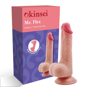 Okinsei Mr.Flex Realistic Bendable 7 Inch Sliding Skin Dildo love is love loveislove buy sex toys singapore u4ria