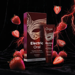 Orgie Electric Oral Tingling Lip Gloss Strawberry 10 ML 0.34 FL OZ squeeze tube layout view