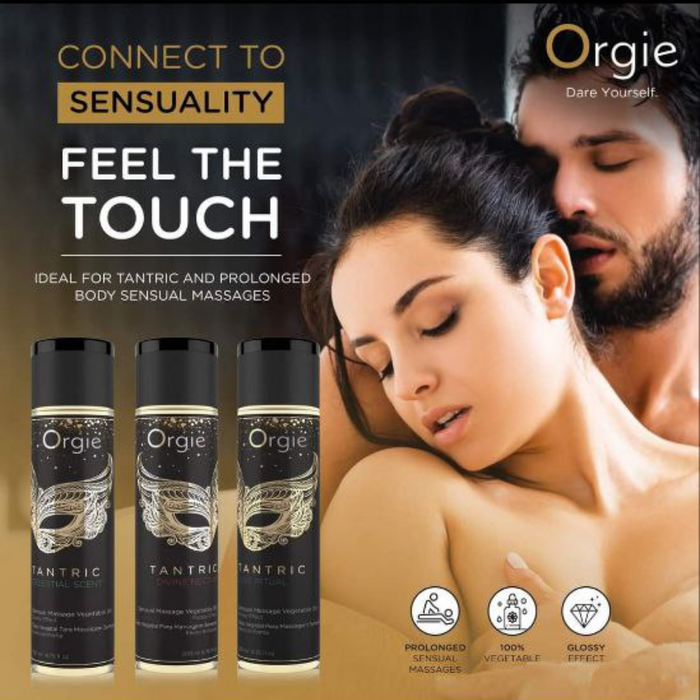 Orgie Tantric Glossy Effect Sensual Massage Oil 200m Love Ritual or Divine Nectar or Celestial Scent