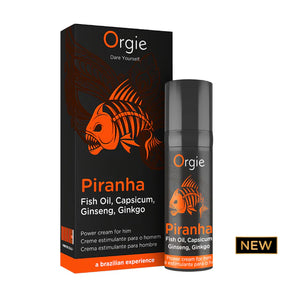 Orgie Piranha Power Cream for Him with Fish oil Capsicum Ginseng & Ginkgo premium intimate wellness cream Singapore local stock