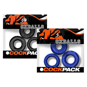 OxBalls Cockpack Multi-size Multi-shape Cock Ring Pack Black Mica Blue Fire flexTPR 3-pack. Buy Oxballs in Singapore LoveisLove U4Ria