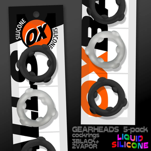 Oxballs GEARHEADS Liquid Silicone Mega-stretch Cock Rings 5-pack Vapor Black liquid silicone material. Buy Oxballs in Singapore LoveisLove U4Ria