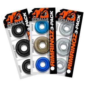 Oxballs RimRingz flexTPR 3-pack cock rings multi size softlips design black clear cool blues. Buy Oxballs Cock Rings in Singapore LoveisLove U4Ria