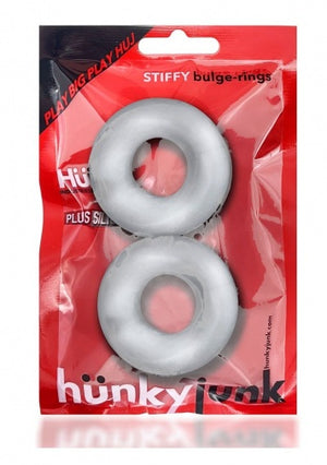 Oxballs Hunkyjunk Stiffy Bulge Silicone C-Rings 2-Pack Tar Ice or Clear ice