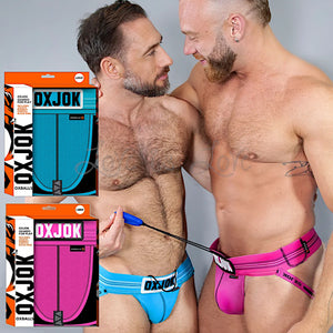 Oxballs Oxjok Slingjock pool blue pink sky cotton jockstrap with stash pocket and cockring. Buy Men's Underwear in Singapore LoveisLove U4Ria