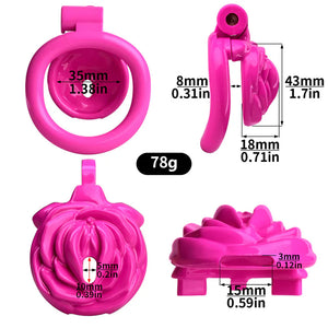 Pink Rose Pussy Chastity Cage 4-Piece Ring Kit #219 (42mm,45mm,48mm,52mm) Buy in Singapore LoveisLove U4Ria 
