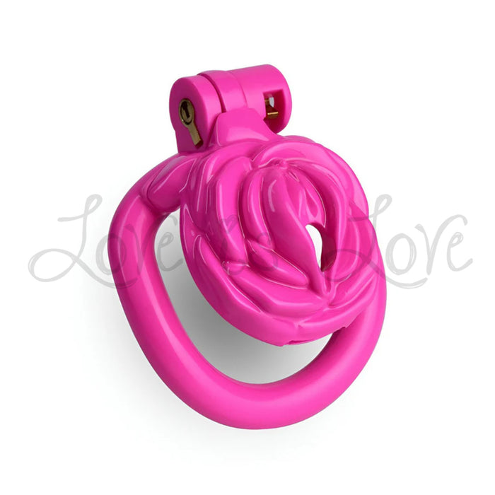 Pink Rose Pussy Chastity Cage 4-Piece Ring Kit #219 (42mm,45mm,48mm,52mm)