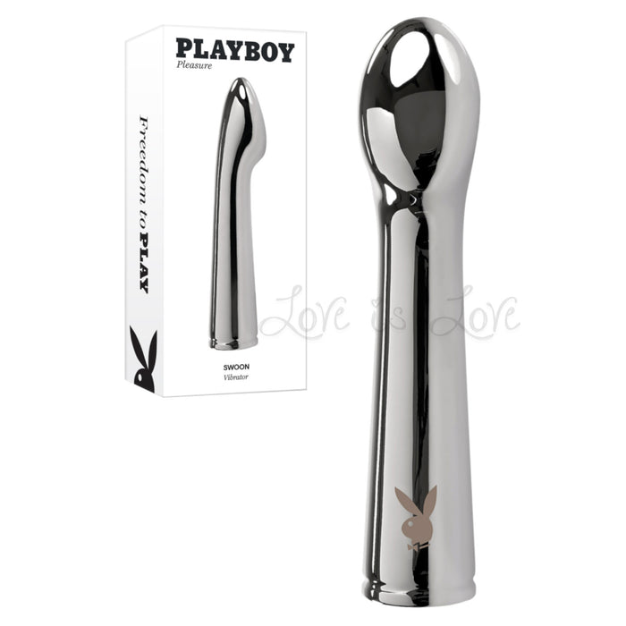 Playboy Swoon Rechargeable Vibrator Aluminum Platinum