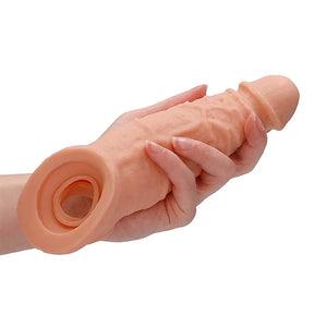 Shots RealRock Realistic Penis Sleeve 9"/21 cm Extender And Ball Stretcher