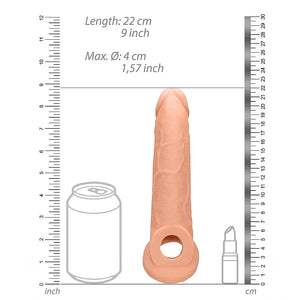 Shots RealRock Realistic Penis Sleeve 9"/21 cm Extender And Ball Stretcher