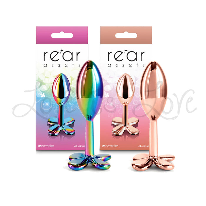 NS Novelties Rear Assets Clover Anal Plug Multicolor and Rose Gold