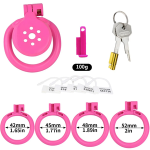 Resin 3D Printed Flat Chastity Cage #216 4 Rings Pink