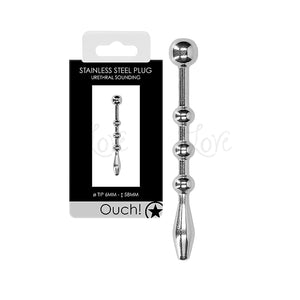 Shots Ouch! Urethral Sounding Stainless Steel Plug 58 mm with Tip 6 mm Buy in Singapore LoveisLove U4Ria