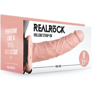 Shots RealRock Realistic Hollow Strap-On With Balls Black or Flesh 8 Inch 21 CM Buy in Singapore LoveisLove U4Ria 