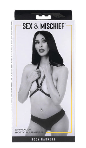 Sportsheets Sex & Mischief Shadow Body Harness exterior retail packaging