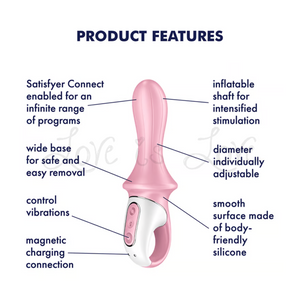 Satisfyer Air Pump Booty 5 Inflatable Anal Vibrator Connect App Pink (Authorized Retailer)