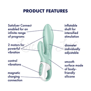 Satisfyer Air Pump Bunny 5+ Inflatable Rabbit Vibrator Connect App Mint (Authorized Retailer)