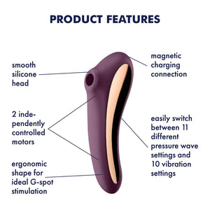 Satisfyer Dual Kiss Insertable + Clitoral Air Pulse Vibrator Wine Red or Black Buy in Singapore LoveisLove U4Ria 