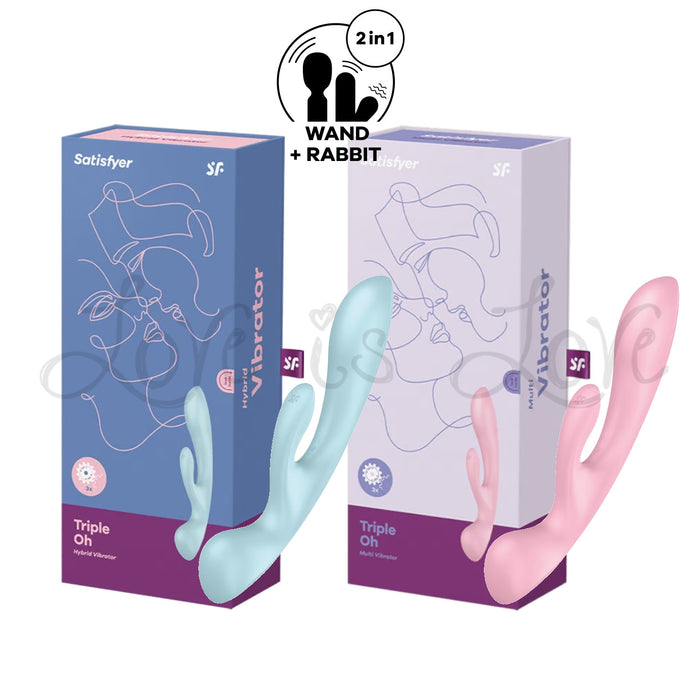 Satisfyer Triple Oh 2 in 1 Massager and Rabbit Vibrator Blue or Pink