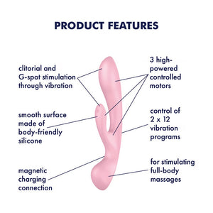 Satisfyer Triple Oh 2 in 1 Massager and Rabbit Vibrator Blue or Pink Buy in Singapore LoveisLove U4Ria 