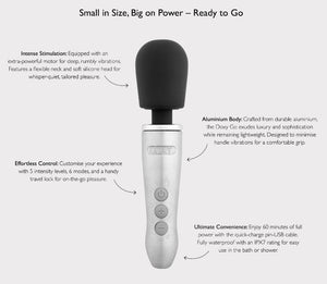 Doxy Go Travel-Sized Solid Metal Rechargeable Powerful Wand Massager Vibrators - Wands & Attachments Buy Sex Toys in Singapore LoveisLove U4Ria